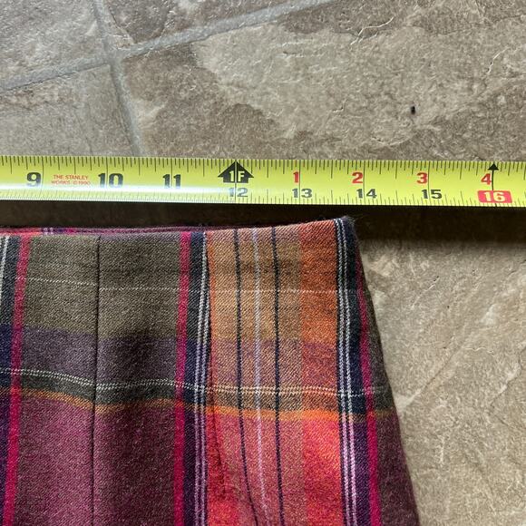 Vtg 90s 100% Wool Pencil Skirt Multi-color Plaid Dark Academia Twee Preppy Fall - Picture 6 of 6